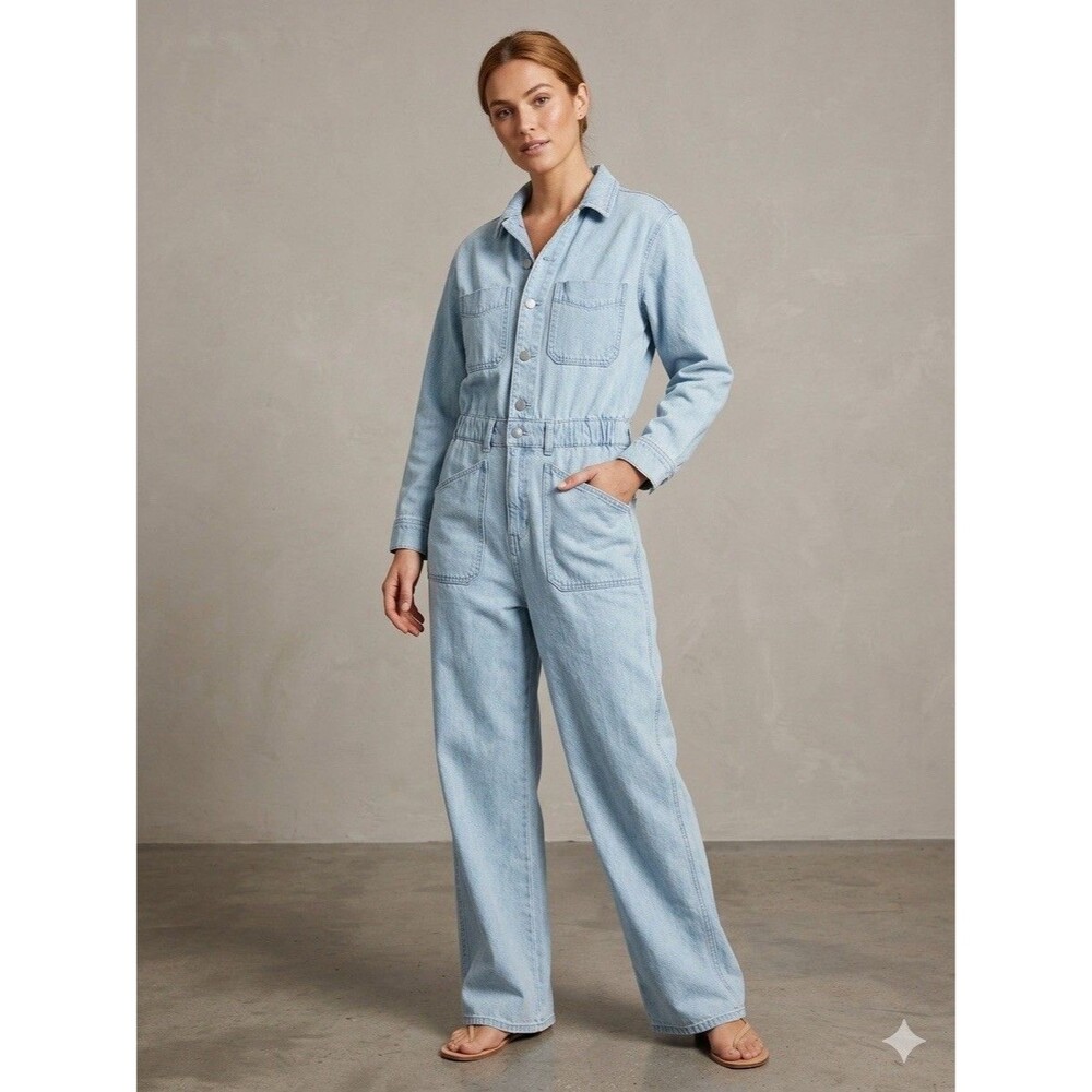Universal Thread Jumpsuit Womens Sz 8 Utility Baggy Denim Boiler Suit New